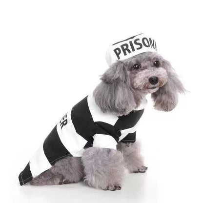 Pet Life Striped Retro Inmate Prisoner Pet Dog Costume Uniform